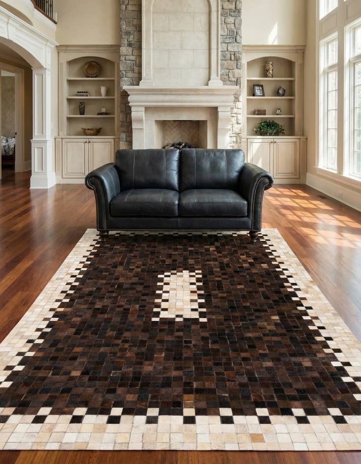Detail image of 5' 2 x 8' Cowhide Stocks Rug