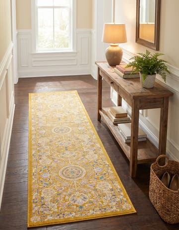 Yellow Gold Blossom Runner Rug