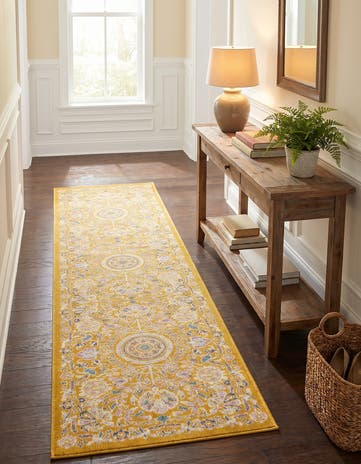 Yellow Gold Blossom Runner Rug