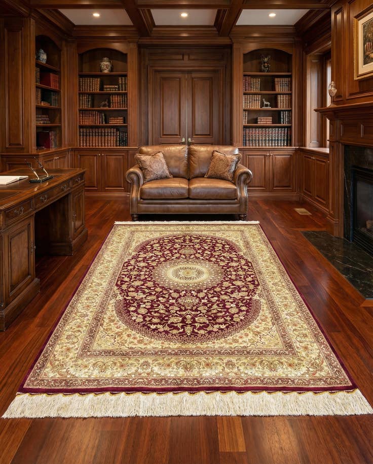 Detail image of 4' 3 x 6' 7 Ghom Silk Rug