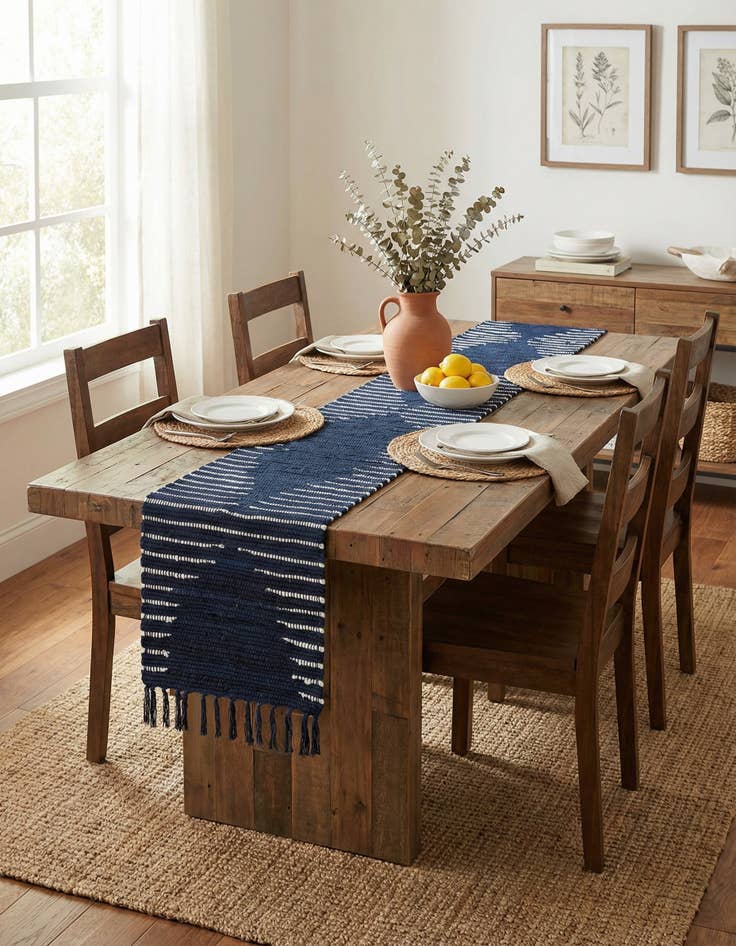 Detail image of 1' 2 x 8'  Hand Woven Chindi Cotton Table Runner Rug