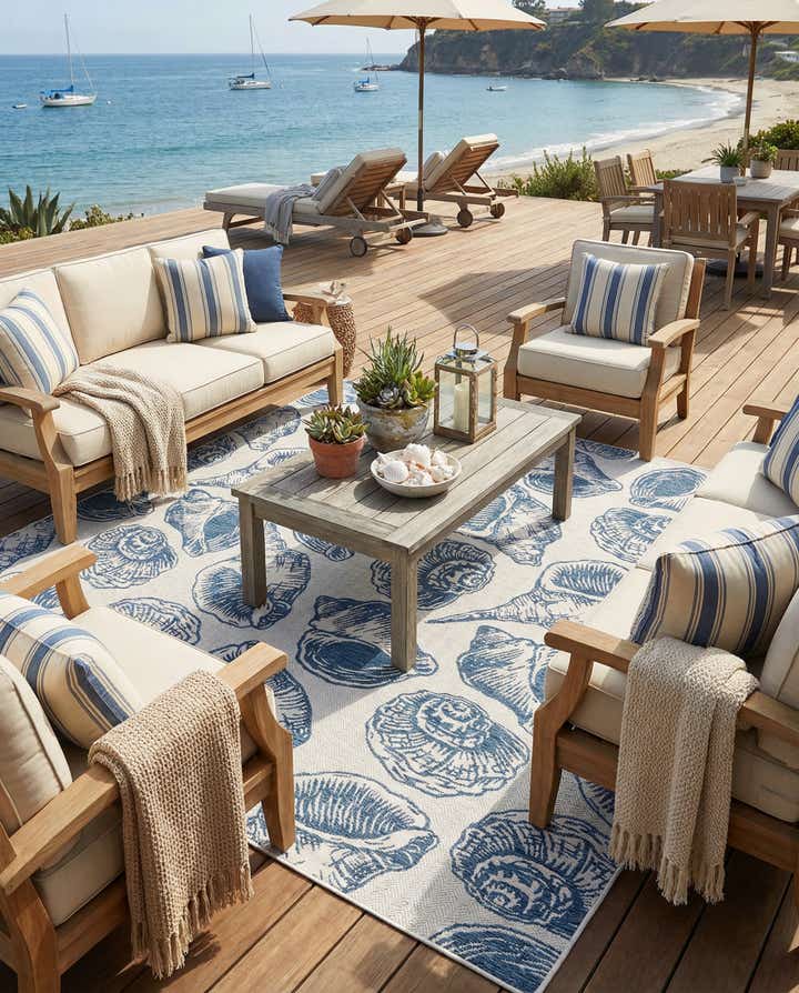 12' x 12' Easy-Clean Coastal Indoor / Outdoor Square Rug