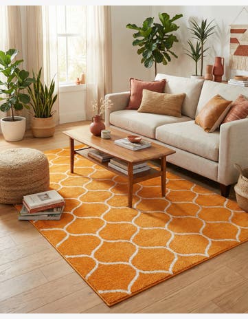 Orange Trellis Frieze Rug
