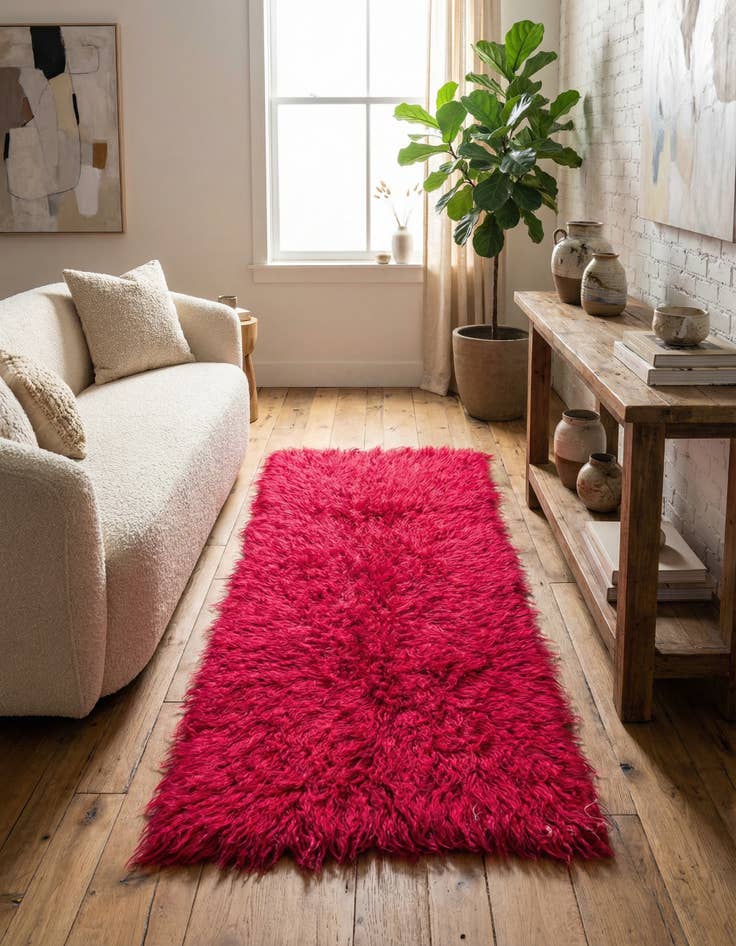 Detail image of 2' 3 x 4' 8 Hand Knotted Moroccan Wool Runner Rug