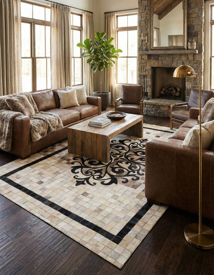 Detail image of 4' 10 x 7' 5 Cowhide Rug