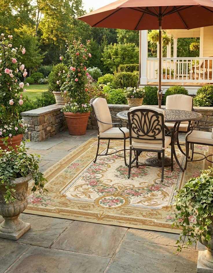 Detail image of 5' x 8' Washable Traditional Indoor / Outdoor Rug