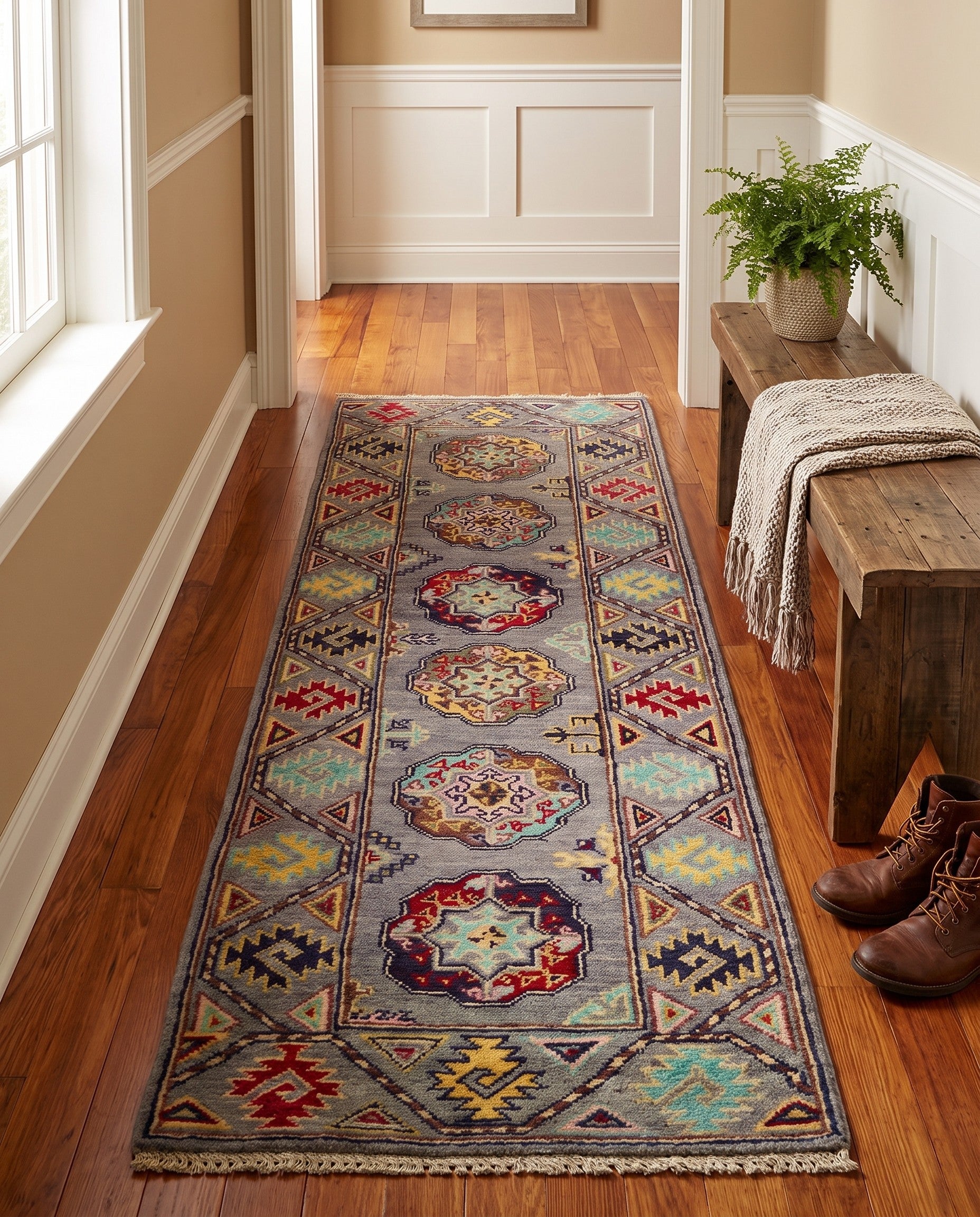 2' x 6' 1 Hand Knotted Kazak Runner Rug