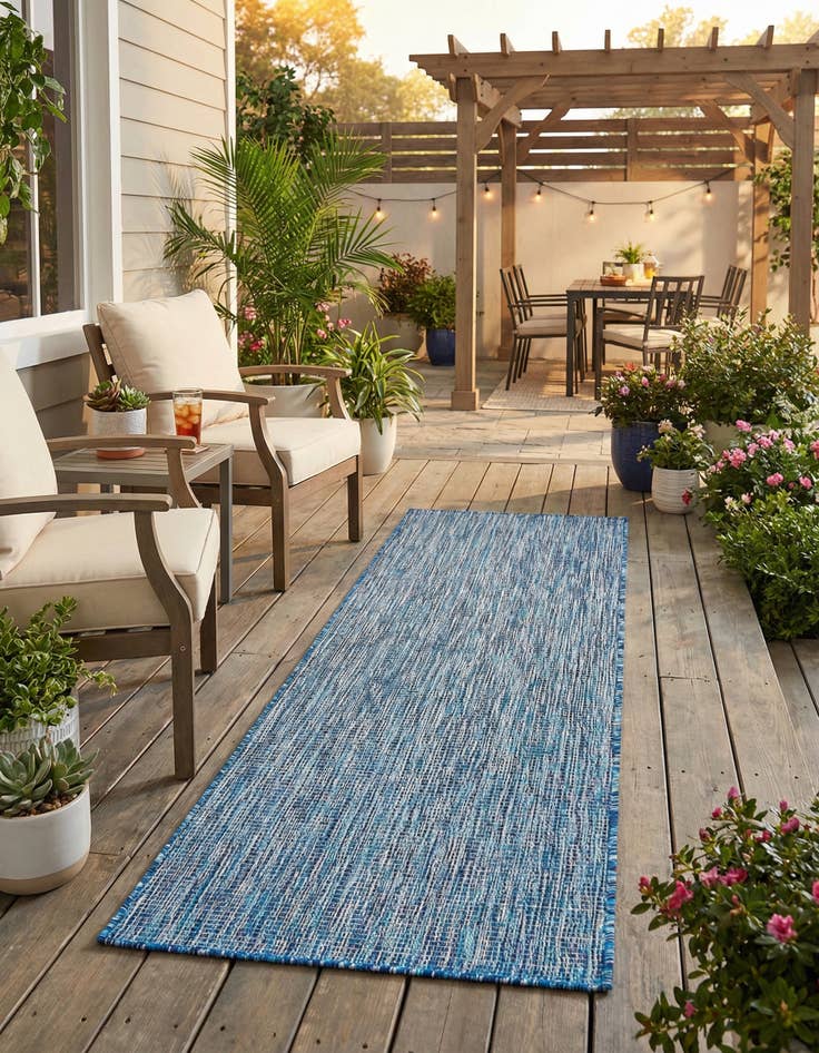 Detail image of 2' x 6' Easy-Clean Solid Indoor / Outdoor Runner Rug