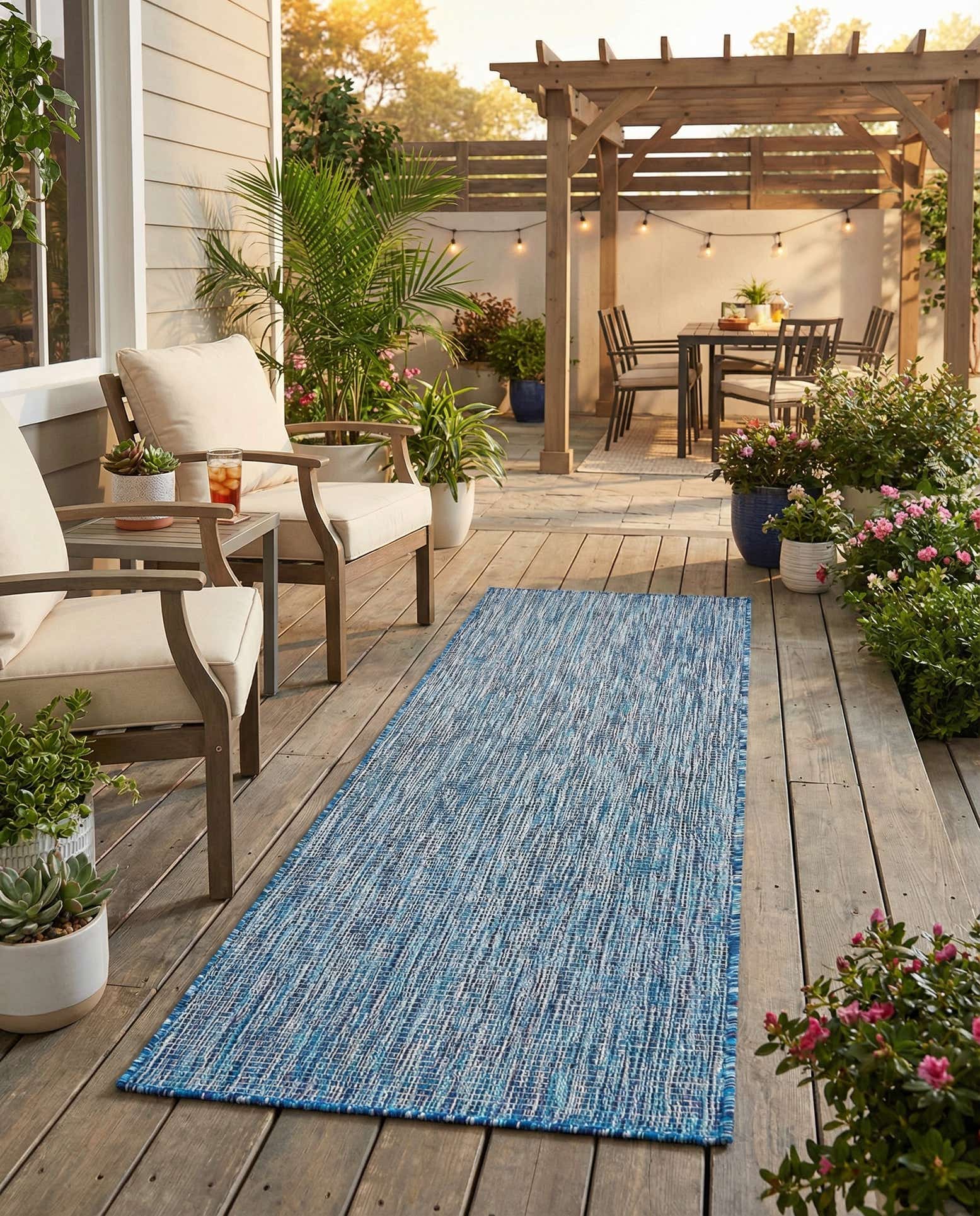 2' x 6' Easy-Clean Solid Indoor / Outdoor Runner Rug