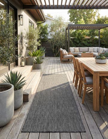 2' 7 x 10' Easy-Clean Solid Indoor / Outdoor Runner Rug