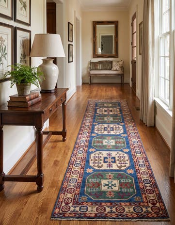 2' 7 x 9' 7 Hand Knotted Kazak Runner Rug