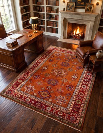 5' 3 x 6' 9 Hand Knotted Kazak Rug