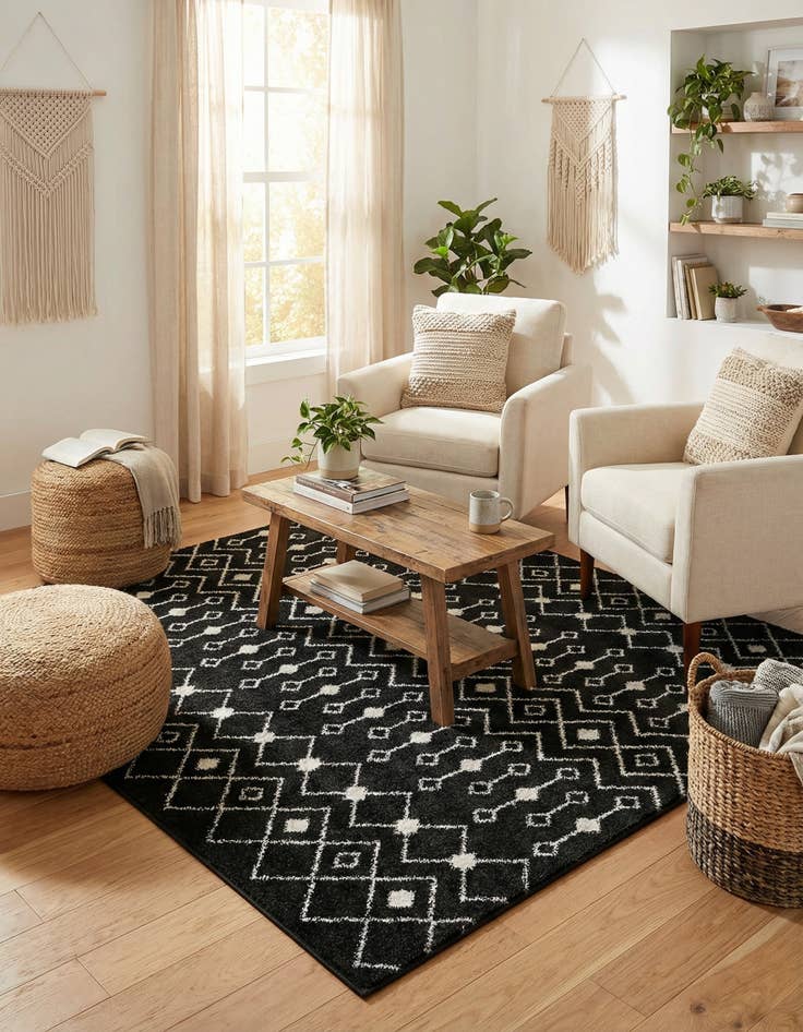 Detail image of 6' x 6' Moroccan Trellis Square Rug