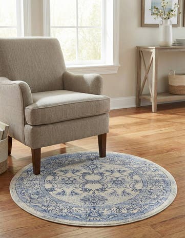 Ivory Blue Miranda Round Rug