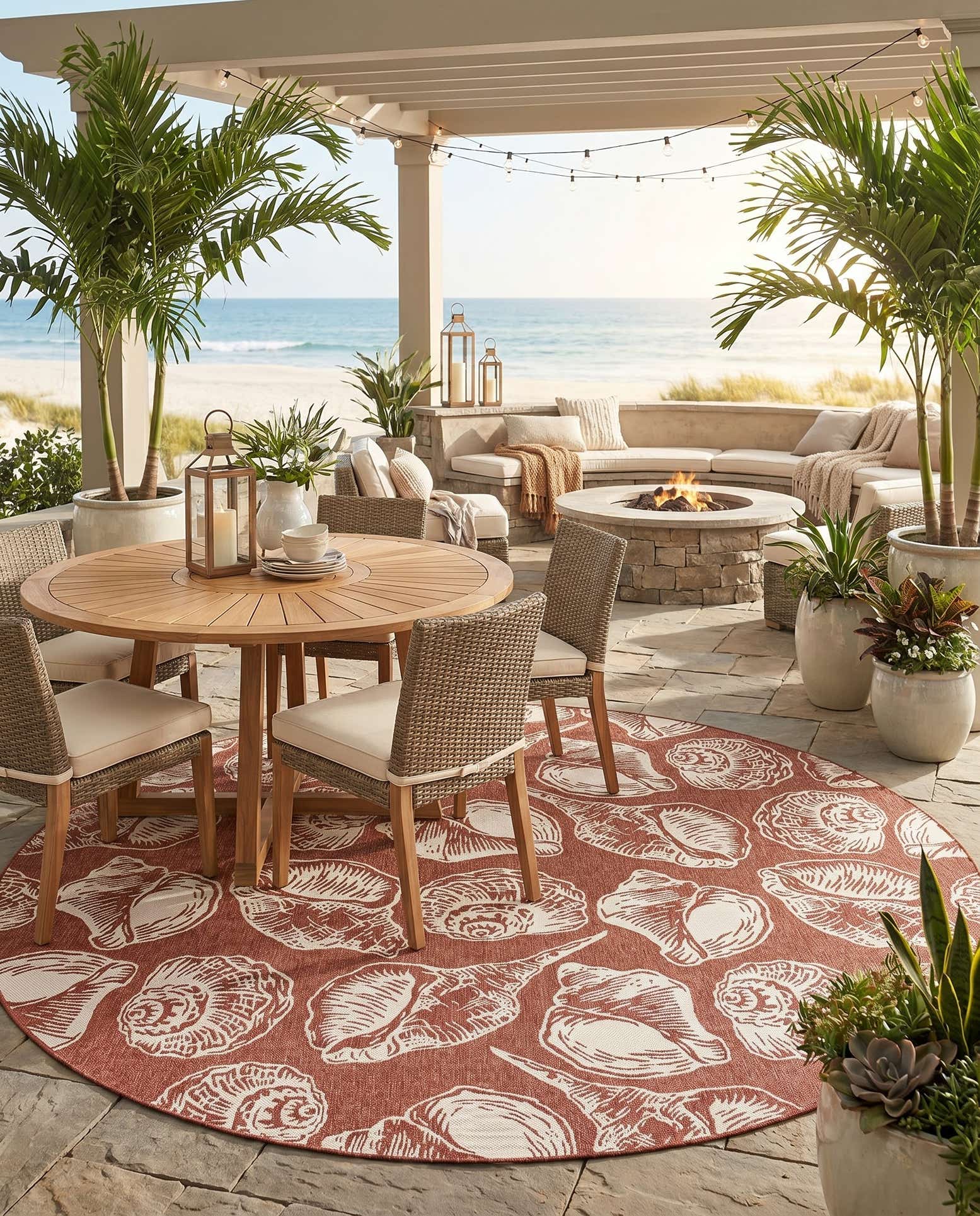 13' x 13' Easy-Clean Coastal Indoor / Outdoor Round Rug