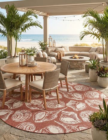 13' x 13' Easy-Clean Coastal Indoor / Outdoor Round Rug