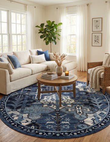 Blue Vista Round Rug