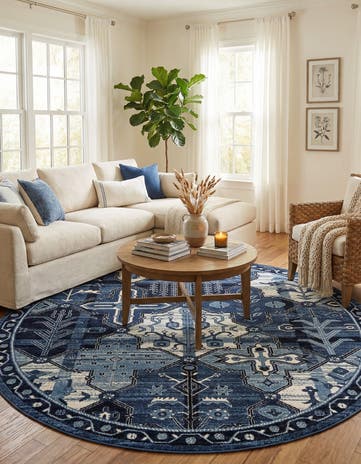 Blue Vista Round Rug