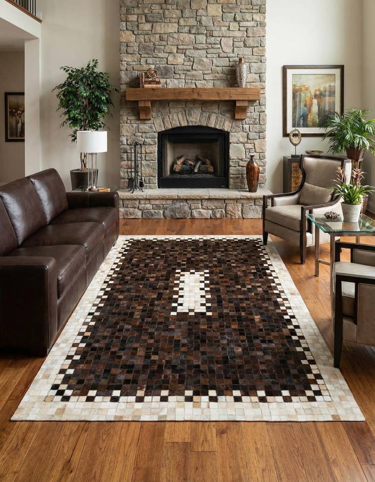 Detail image of 5' 1 x 8' 2 Cowhide Stocks Rug