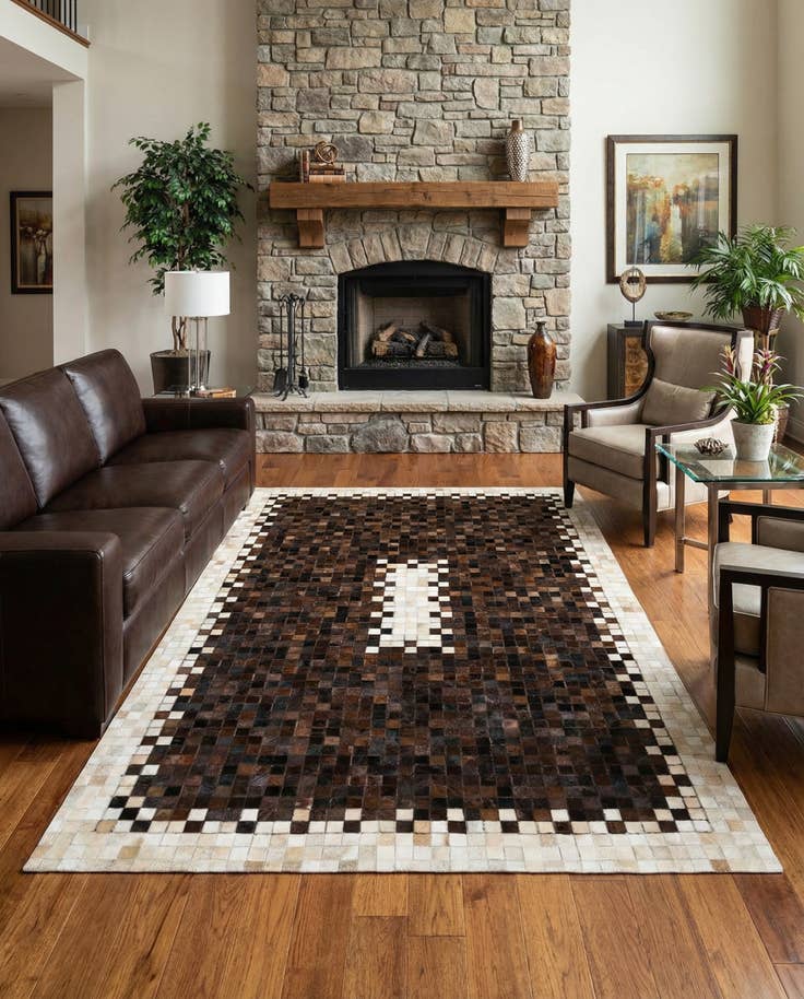 Detail image of 5' 1 x 8' 2 Cowhide Stocks Rug