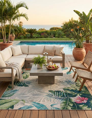 7' 10 x 10' Easy-Clean Botanical Indoor / Outdoor Rug