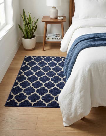 Dark Blue Lattice Rug