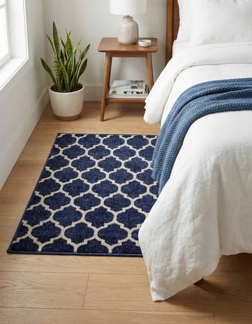 Dark Blue Lattice Rug