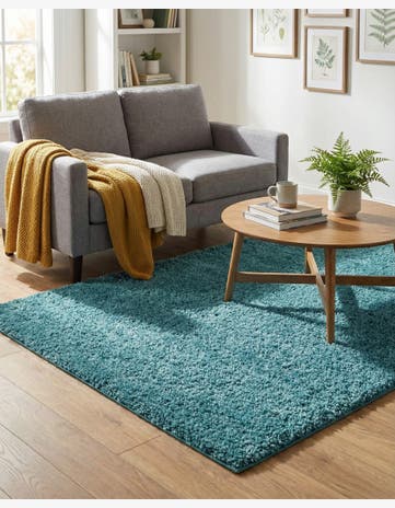 Turquoise Soft Solid Shag Rug