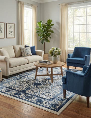 Ivory and Blue Miranda Rug