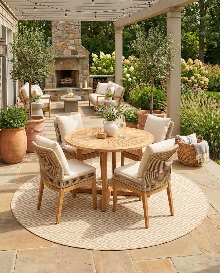 7' x 7' Easy-Clean Jill Zarin Indoor / Outdoor Round Rug