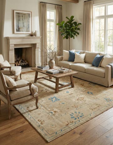 8' x 10' Hand Knotted Oushak Wool Rug