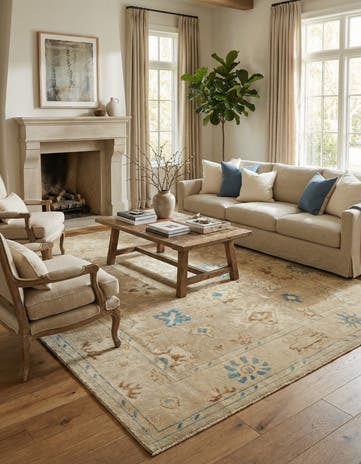 8' x 10' Hand Knotted Oushak Wool Rug