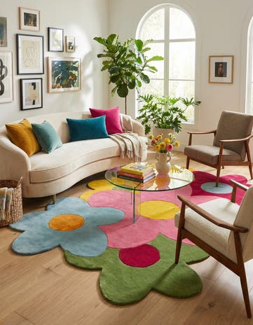210cm x 305cm Happy Rugs Fluffy Flowers Wool