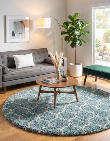 10' x 10' Lattice Shag Round Rug