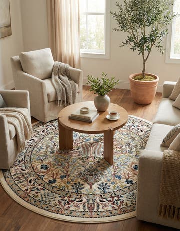 5' 3 x 5' 3 Nain Design Round Rug