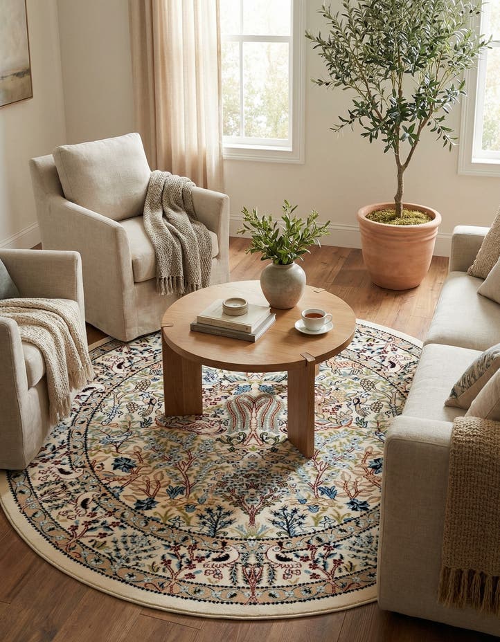 5' 3 x 5' 3 Nain Design Round Rug