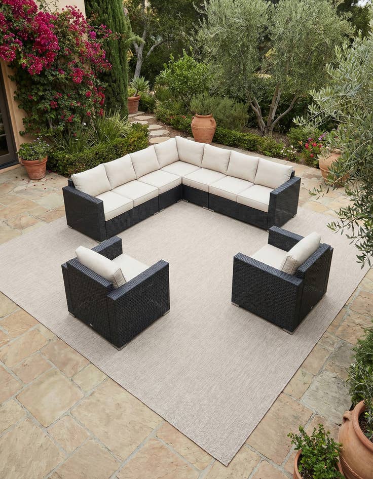 Detail image of 13' x 13'  Washable Solid Indoor / Outdoor Square Rug