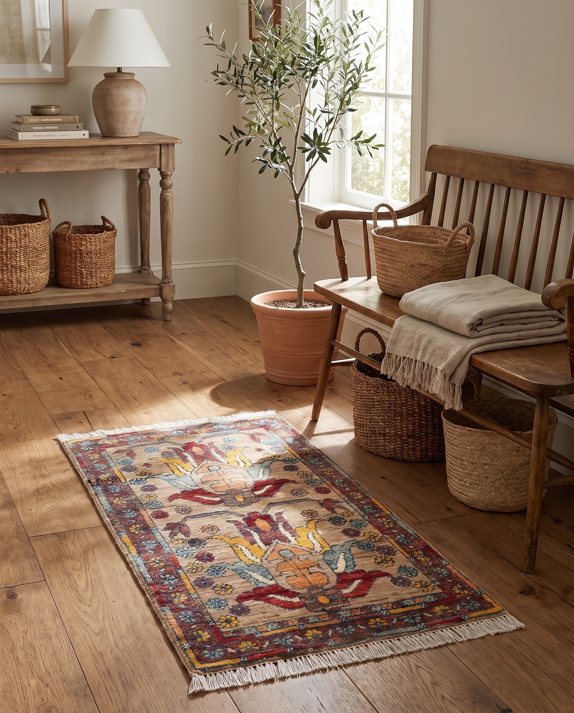 1' 8 x 3' 2 Hand Knotted Ziegler Rug
