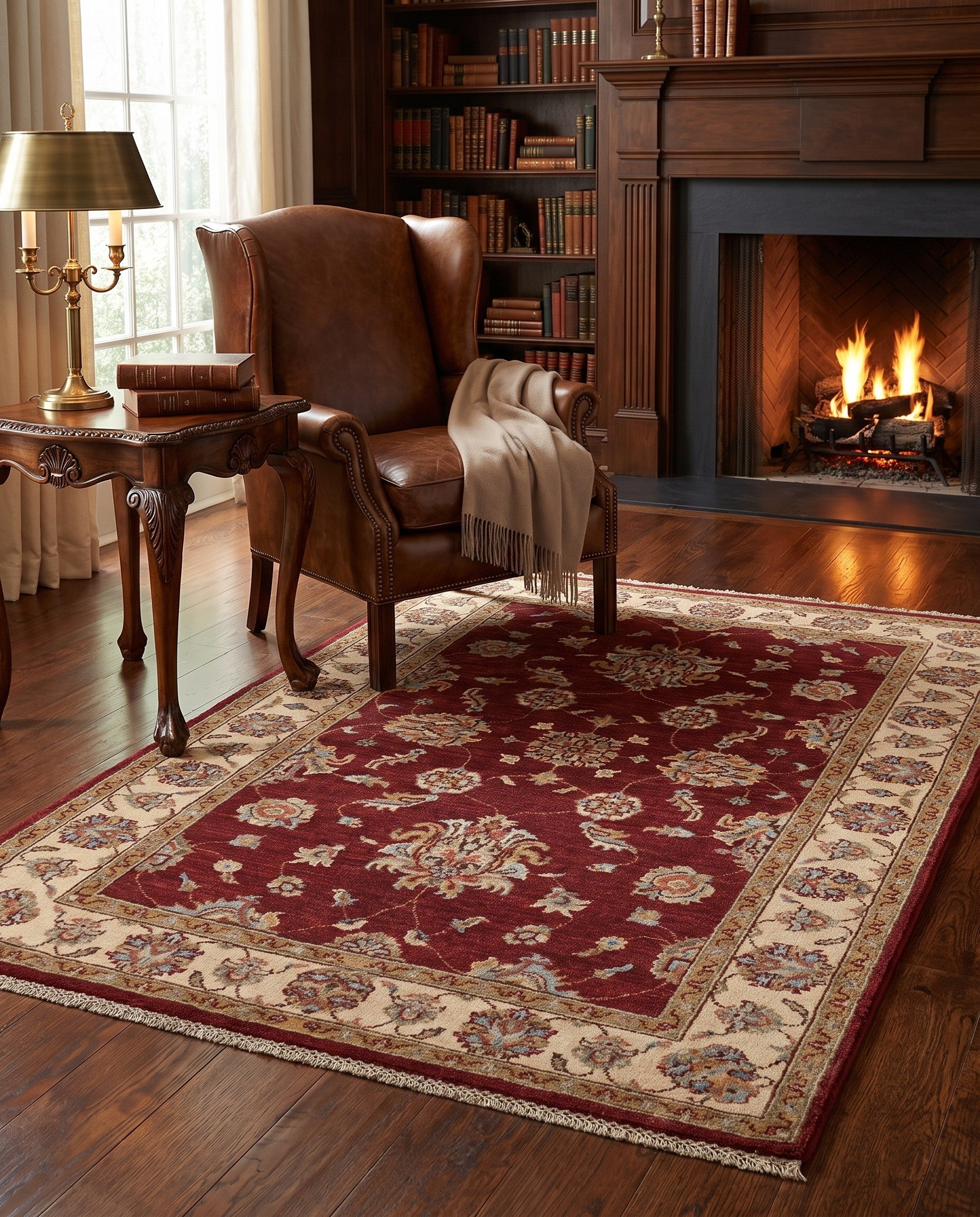 3' 4 x 4' 11 Hand Knotted Ziegler Rug