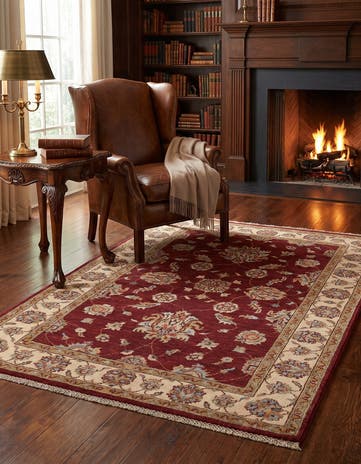 3' 4 x 4' 11 Hand Knotted Ziegler Rug