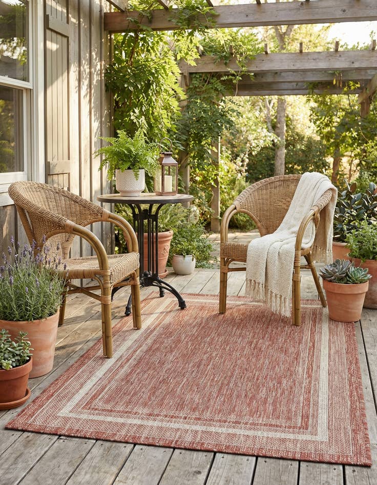 Detail image of 3' 1 x 5' 3  Washable Border Indoor / Outdoor Rug