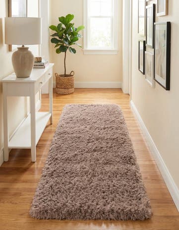 Khaki Infinity Shag Runner Rug