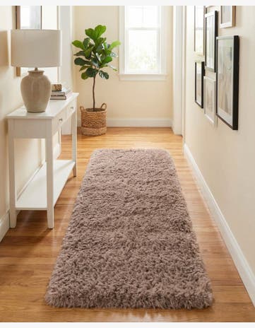 Khaki Infinity Shag Runner Rug