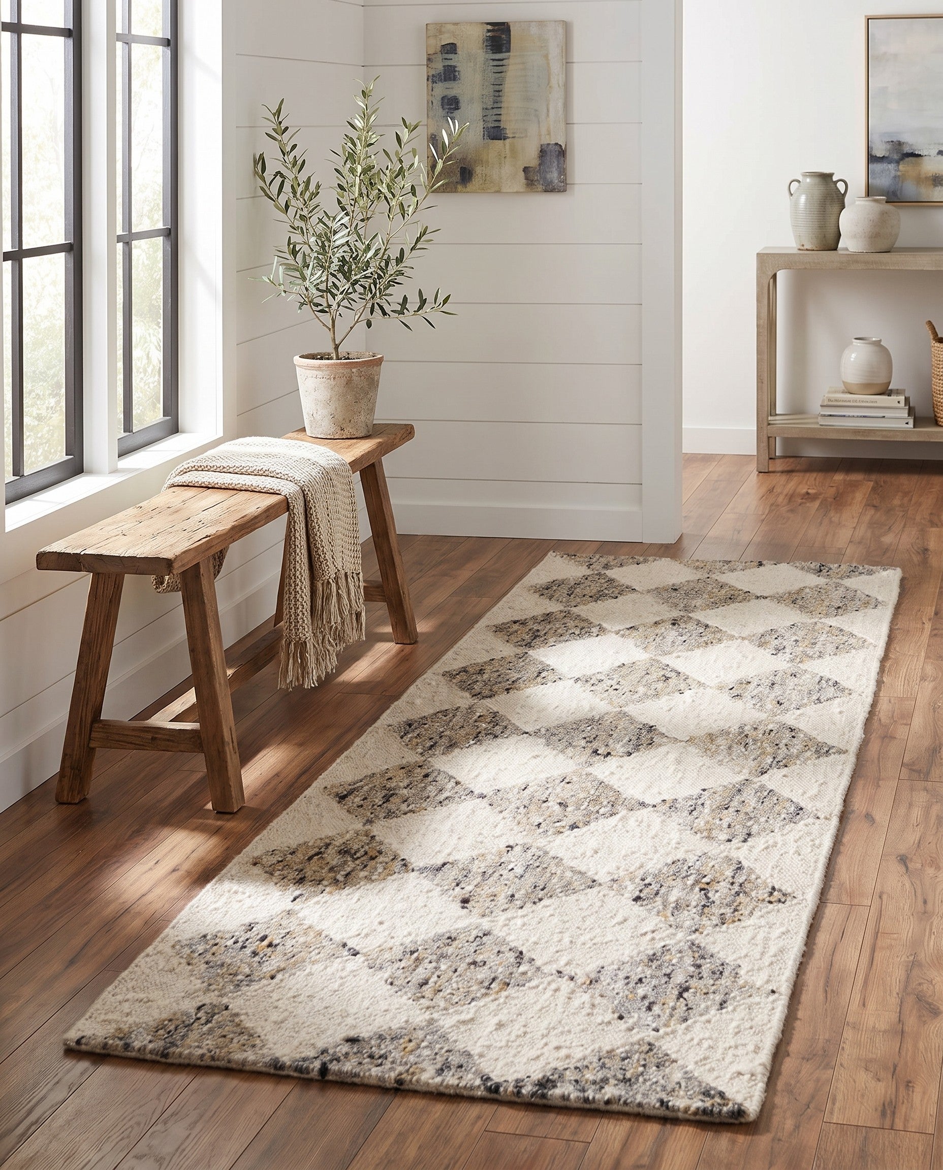2' 9 x 8' 2 Hand Knotted Moroccan Wool Runner Rug