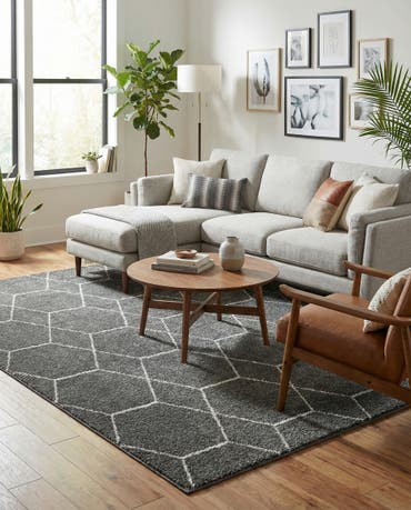  5' 3 x 8' Lattice Frieze Rug