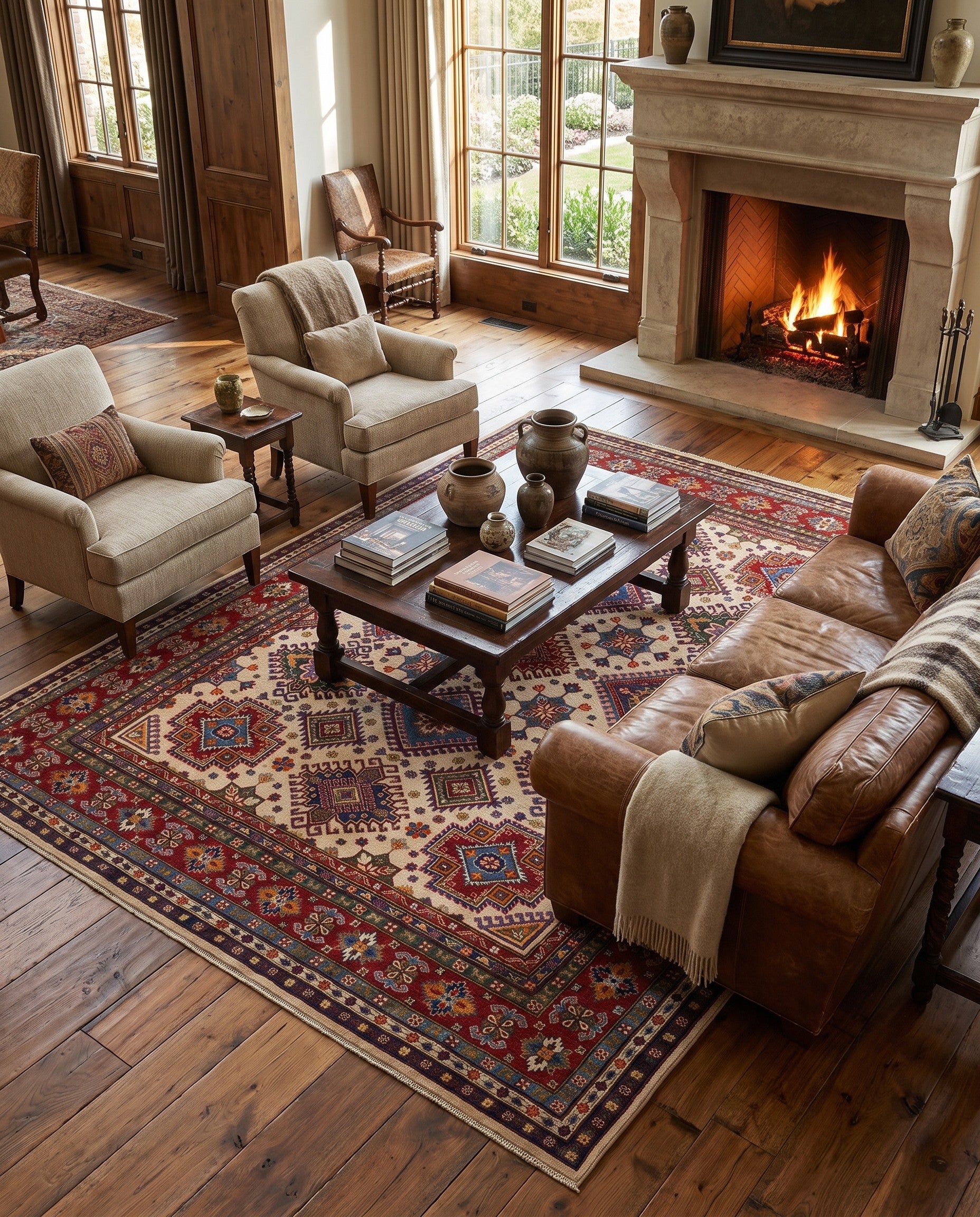 8' x 9' 7 Hand Knotted Kazak Rug