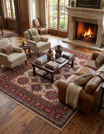 8' x 9' 7 Hand Knotted Kazak Rug