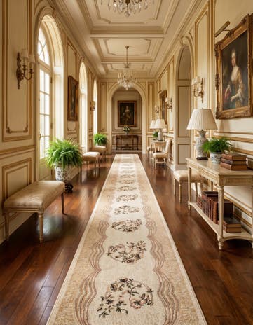 Beige Tabriz Design Runner Rug