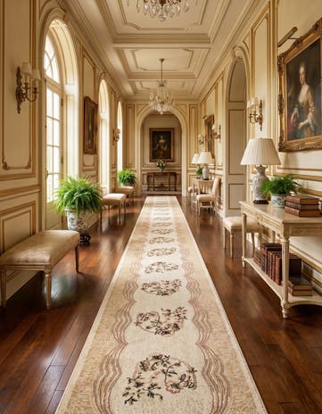 Beige Tabriz Design Runner Rug