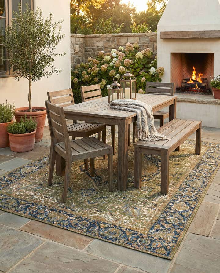 5' 3 x 8' Easy-Clean Traditional Indoor / Outdoor Rug